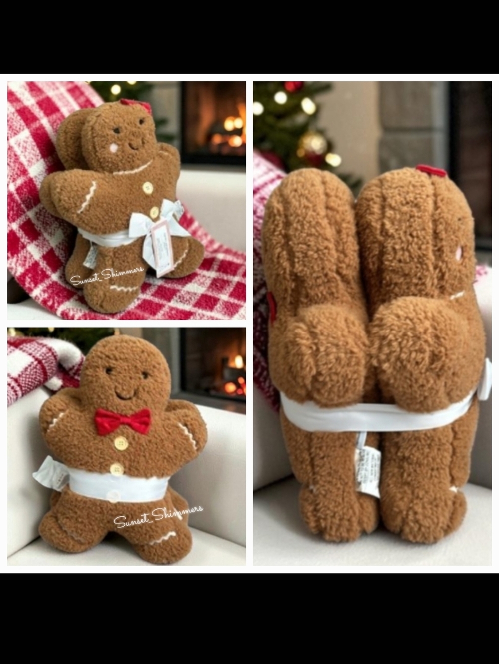 2pc Gingerbread Boy Girl Sherpa Pillow Set Cupcakes Cashmere Pottery Barn Style